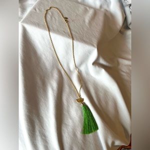 Susan Shaw Green Tassel Pendant Necklace